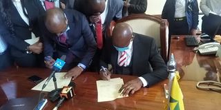 Nairobi County Finance Executive Allan Igambi and Acting Governor Benson Mutura