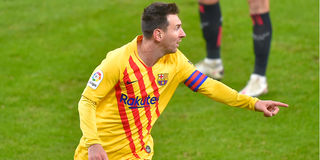 Barcelona forward Lionel Messi celebrates