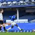 Everton midfielder Abdoulaye Doucoure (right) scores