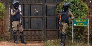 Bobi Wine, explains how uniformed personnel entered through his home's gate in Magere, Uganda, on January 15, 2021.