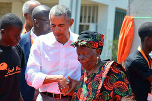 Barack Obama with Mama Sarah Obama