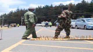 Police officers at Mau Summit junction 