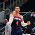 Russell Westbrook #4 of the Washington Wizards celebrates during the game against the Atlanta Hawks