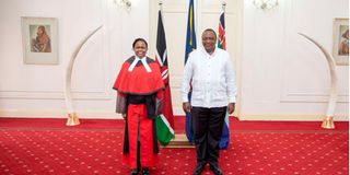President Uhuru Kenyatta, Chief Justice Martha Koome 