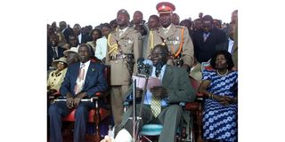 Mwai Kibaki and Daniel arap Moi 