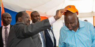 ODM leader Raila Odinga, former Gem MP Jakoyo Midiwo