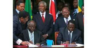 Mwai Kibaki and Raila Odinga