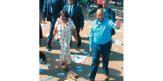 Lucy Kibaki and her son Jimmy Kibaki.