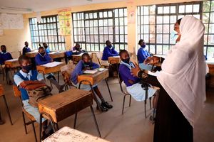A teacher in class