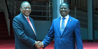 Uhuru and Raila handshake