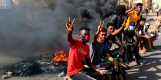 Sudanese protesters streets