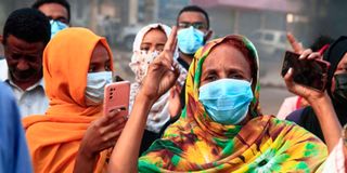 Sudanese protesters streets