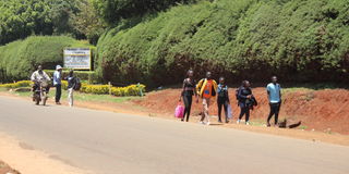 Students leave the Moi University main campus