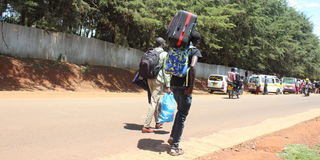 Students leave the Moi University main campus