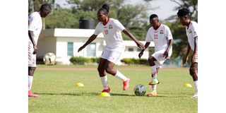 Harambee Starlets players train at Kasarani