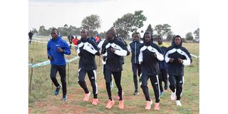 Athletes have a feel of a course at Lobo Village in Kapseret, Uasin Gishu County