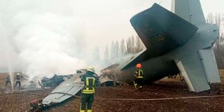 Crashed Ukrainian military plane