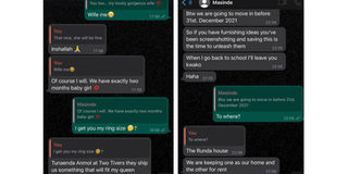 Screenshots of communication between gift masinde and a woman