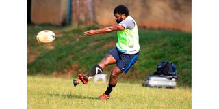 Kabras Rugby fly half Jones Kubu polishes his kicking skills