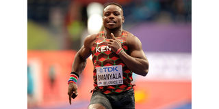 Kenya's Ferdinand Omanyala competes in the men's 60 metres heats