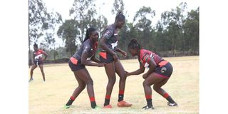 Kenya Lionesses players try out the rugby pitch at new-look Jamhuri Sports Complex