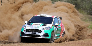 McRae Kimathi navigated by Mwangi Kioni racing on a Ford Fiesta