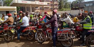 Boda boda riders Kutus fuel