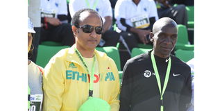 Eliud Kipchoge and Meles Alem Tikea