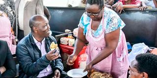 Nakuru Governor Lee Kinyanjui taking tea 