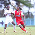 Kenya Police midfielder Francis Kahata (right) vies with Kakamega Homeboyz defender Eric Ambunya