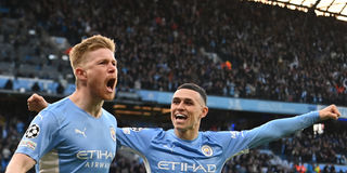 Manchester City players celebrate