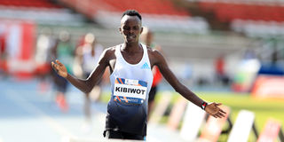 Abraham Kibiwott wins the men's 3,000m steeplechase race