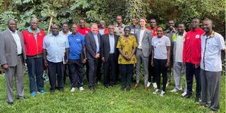KVF NEC members and local coaches with FIVB delegation