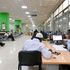 A customer being served at a KCB bank in Nairobi. 