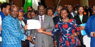Wafula Chebukati , Raila Odinga and Martha Karua