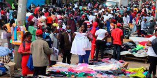 Second-hand clothe buyers and sellers at Gikomba market