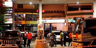 Motorists fuel at TotalEnergies Kimathi Street