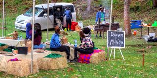 Visitors at Kwa Gakii agro-tourism Farm in Meru County. 