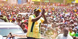 Deputy President William Ruto at Kidundu Stadium in Vihoga County.