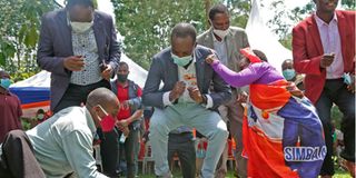 Kisii governor seat Azimio candidate Simba Arati during a campaign rally