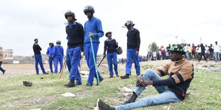 Anti-riot police in Jacaranda grounds, Nairobi