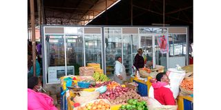 Businesswomen at the Chuka open air market in Tharaka-Nithi County. 