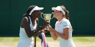 Kenya's Angella Okutoyi (left) and Netherlands' Rose Marie Nijkamp