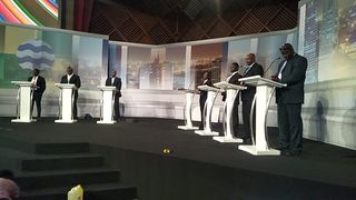 The presidential debate podium