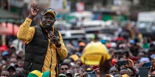 Deputy President William Ruto during a roadside rally at Ruiru town.