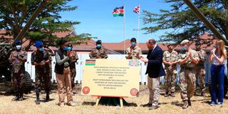 Defence CS Monica Juma and UK Secretary of State for Defence Ben Wallace.