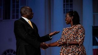 UDA running mate Rigathi Gachagua with his Azimio la Umoja counterpart Martha Karua.