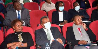 KNCHR Roseline Odede, DPP Noordin Haji and NCIC CEO Skitter Ocharo.