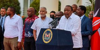 President Uhuru Kenyatta with Kenyan Millers during a Press Conference.