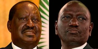 Azimio la Umoja presidential candidate Raila Odinga (left) and his UDA counterpart William Ruto.